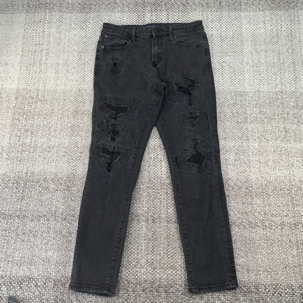 Aeropostale Athletic Skinny Jeans Mens 29x32 Black Distressed Ripped Stretch